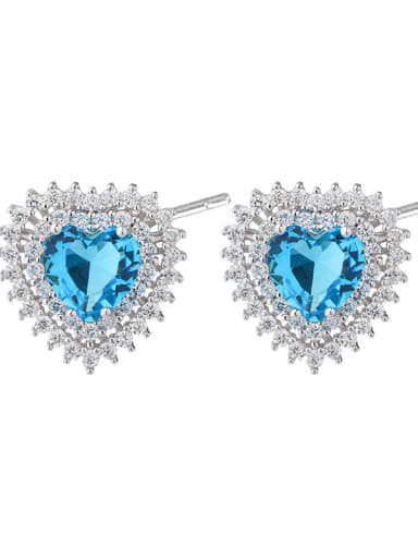 Copper Glass Stond  Heart Luxury Stud Earring