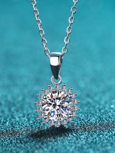 925 Sterling Silver Moissanite Flower Dainty Necklace