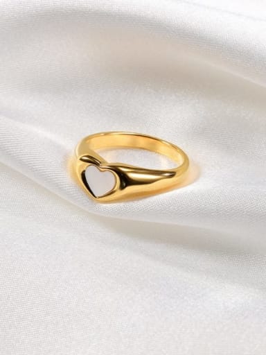 custom Titanium Steel Enamel Heart Minimalist Band Ring