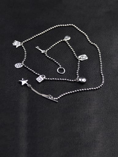 Vintage Sterling Silver With Antique Silver Plated Fashion Geometric Necklaces