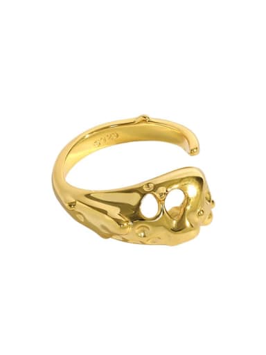18K gold [14 adjustable] 925 Sterling Silver Irregular Vintage Band Ring