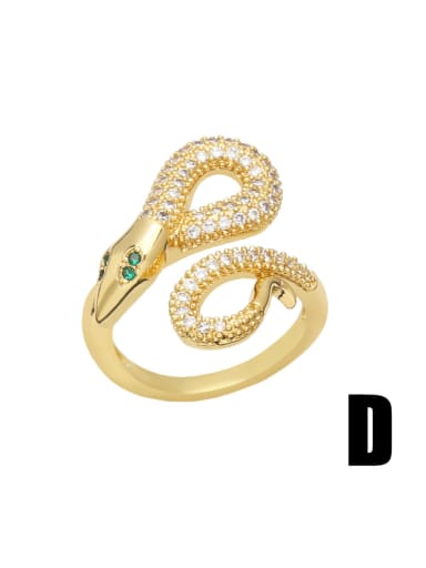 D Brass Cubic Zirconia Snake Vintage Band Ring