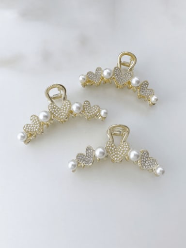 Alloy Imitation Pearl Trend Heart Jaw Hair Claw