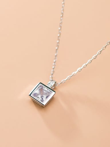 925 Sterling Silver With Platinum Plated Fashion Square Necklaces