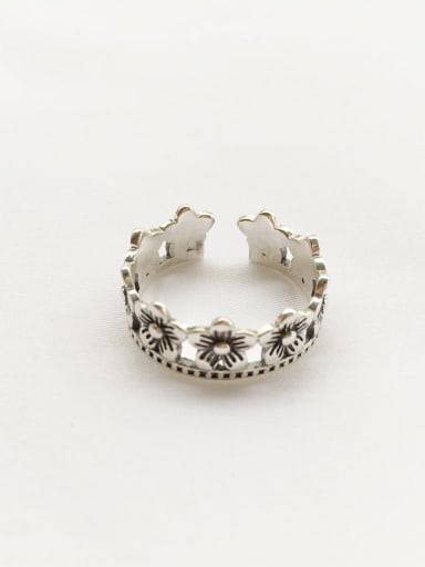 925 Sterling Silver Chrysanthemum Flower Vintage  Free Size Midi Ring