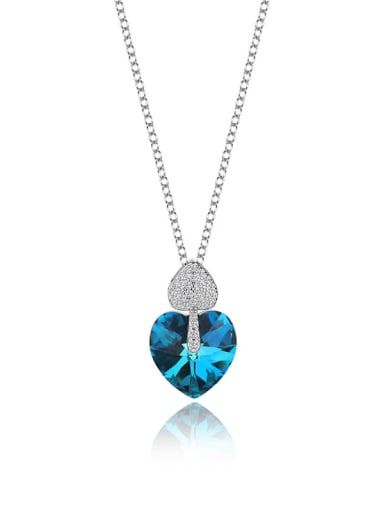 JYXZ 012 (Gradient Blue) 925 Sterling Silver Austrian Crystal Heart Classic Necklace