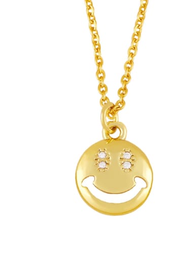B Brass Minimalist Hollow Smiley Pendant Necklace