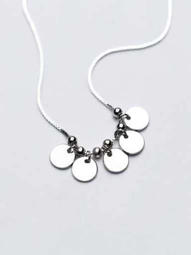 925 sterling silver simple fashion Round Pendant Necklace