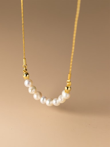 925 Sterling Silver Imitation Pearl Minimalist Necklace