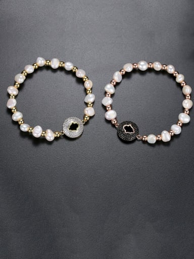 Copper Freshwater Pearl Round Minimalist Adjustable Bracelet