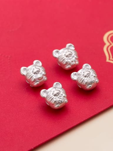 999 Fine Silver With White Gold Plated Cute  Mouse Beads Diy Accessories