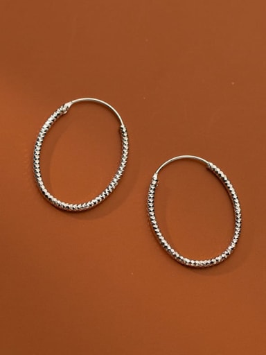 925 Sterling Silver Geometric Vintage Hoop Earring