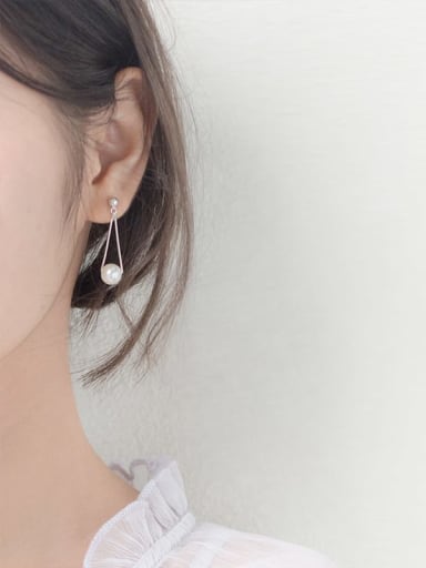925 Sterling Silver Imitation Pearl  Irregular Minimalist Drop Earring