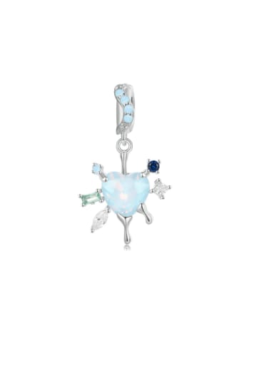 925 Sterling Silver Cubic Zirconia Dainty  Heart Snowflake DIY Pendant
