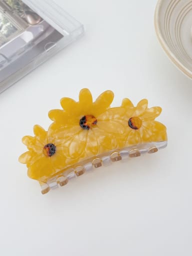 Ruby yellow 9.3cm Cellulose Acetate Trend Flower Alloy Jaw Hair Claw