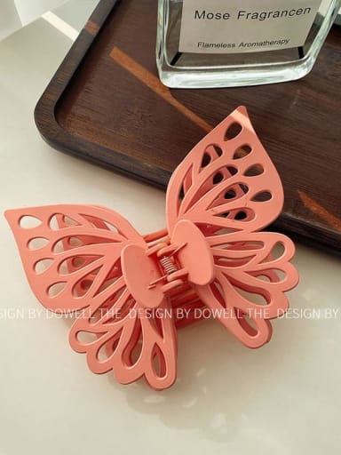 Korean Pink Alloy Resyin Minimalist Butterfl  Jaw Hair Claw