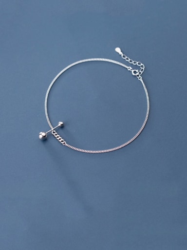 925 Sterling Silver  Minimalist  Asymmetrical bead lever  Anklet