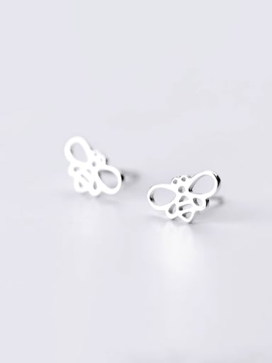 925 Sterling Silver Hollow Bee Trend Stud Earring