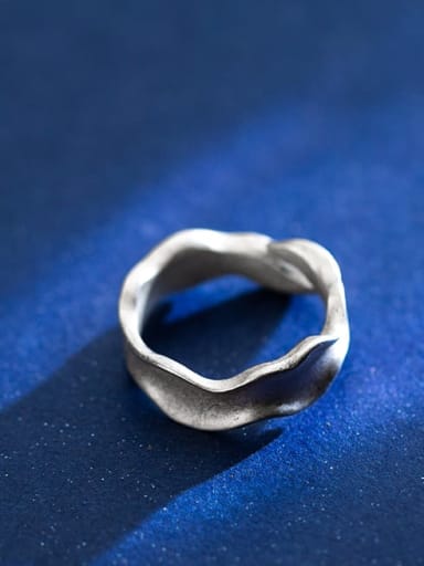 925 Sterling Silver Smooth Irregular Vintage Free Size Ring