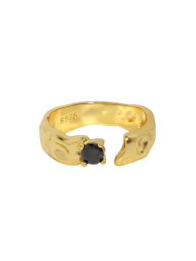 18K gold [14 adjustable] 925 Sterling Silver Cubic Zirconia Irregular Vintage Band Ring