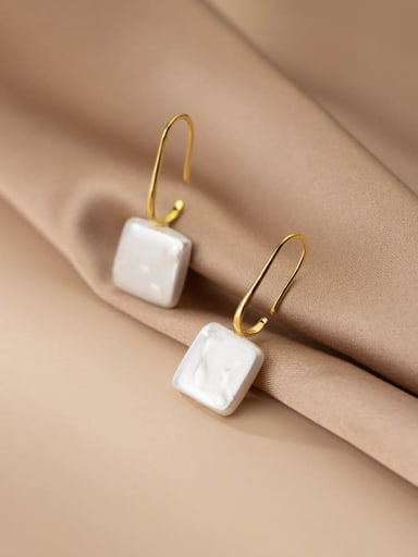 925 Sterling Silver Acrylic Square Minimalist Hook Earring