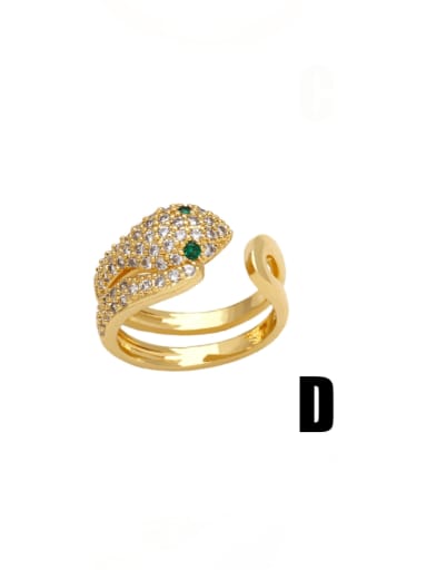 D Brass Cubic Zirconia Leopard Vintage Band Ring