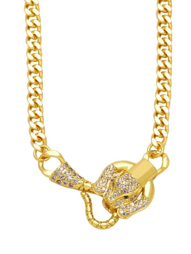 C Brass Cubic Zirconia Leopard Hip Hop Necklace
