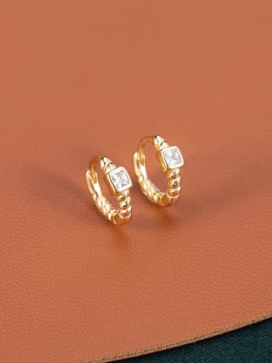 ES2278 [Gold] 925 Sterling Silver Cubic Zirconia Geometric Minimalist Huggie Earring