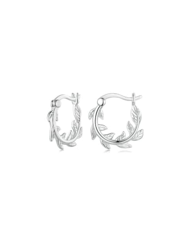 925 Sterling Silver Leaf Trend Huggie Earring
