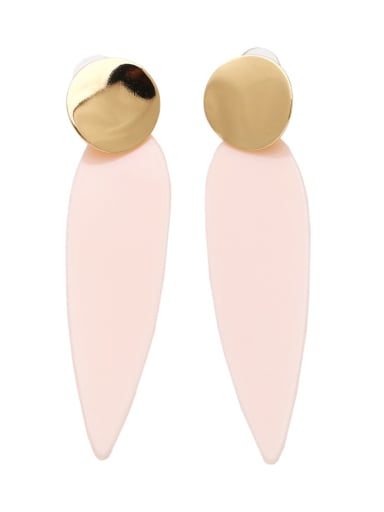 Pink Brass Resin Water Drop Minimalist Drop Earring