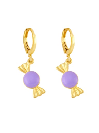 purple Brass Enamel Irregular Candy Trend Huggie Earring