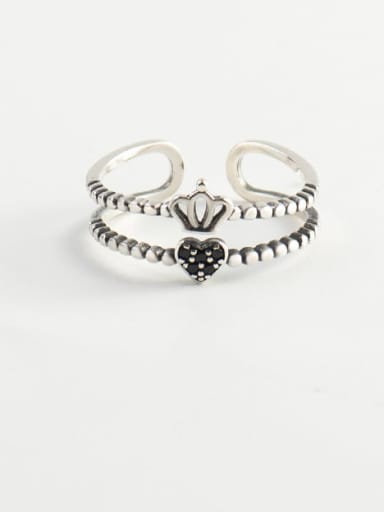 925 Sterling Silver Rhinestone Crown Vintage Stackable Ring
