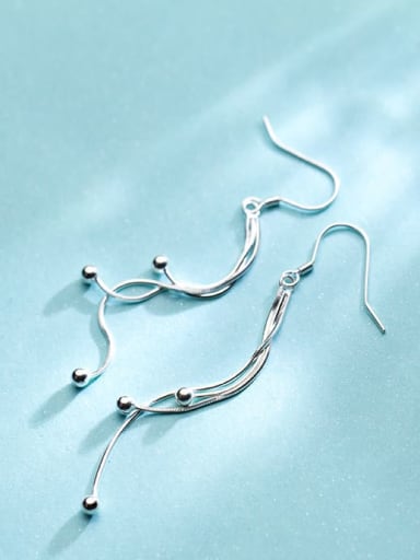 925 sterling silver round bead  minimalist tassel threader earring