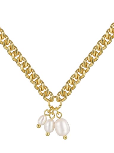 Brass Imitation Pearl Geometric Hip Hop Necklace