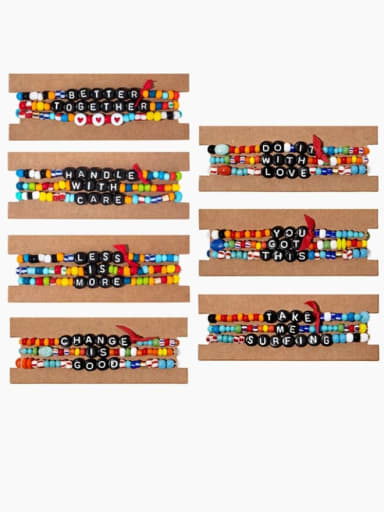 Stainless steel Bead Multi Color Letter Bohemia Beaded Bracelet