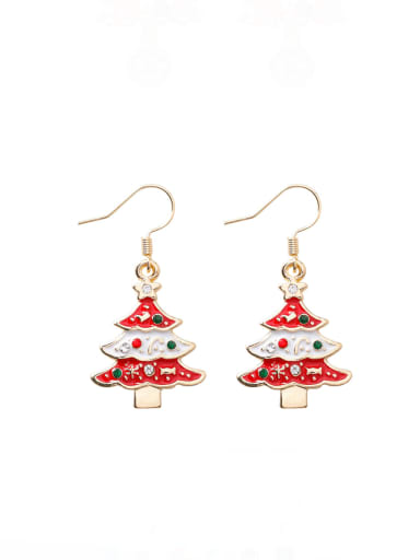 A The red version Alloy Multi Color Enamel Christmas Seris Cute Drop Earring