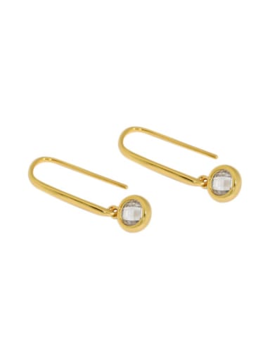 golden 925 Sterling Silver Cubic Zirconia Geometric Minimalist Hook Earring