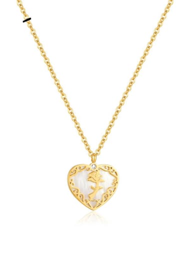 custom Titanium Steel Shell Heart Vintage Necklace