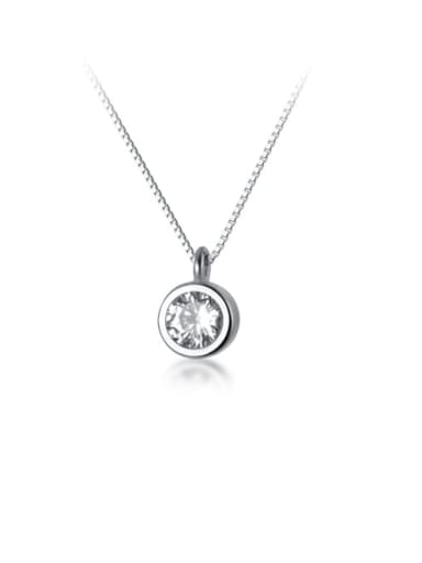 925 Sterling Silver Rhinestone Round Minimalist pendant Necklace