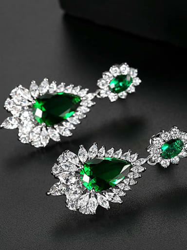Emerald t04b03 Copper Cubic Zirconia Water Drop Luxury Drop Earring