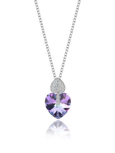 JYXZ 012 (gradient purple) 925 Sterling Silver Austrian Crystal Heart Classic Necklace