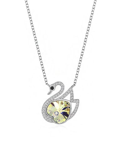 JYXZ 043 (gradient gold) 925 Sterling Silver Austrian Crystal Swan Classic Necklace