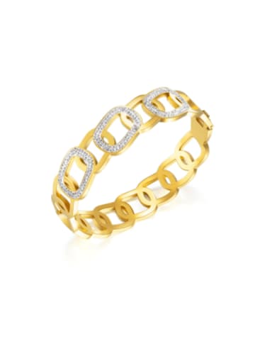 1011 gold plated bracelet Titanium Steel Cubic Zirconia Geometric Minimalist Band Bangle