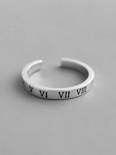 925 Sterling Silver Letter Vintage Free Size Band Ring