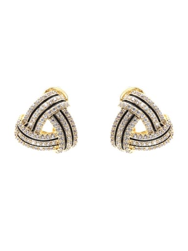Brass Cubic Zirconia Geometric Luxury Stud Earring