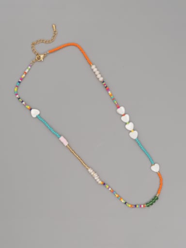 Multi Color  Glass beads Heart  Shell  Bohemia Necklace