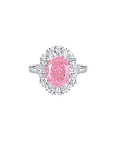 FDJZ 064 Pink 925 Sterling Silver High Carbon Diamond Geometric Luxury Cocktail Ring