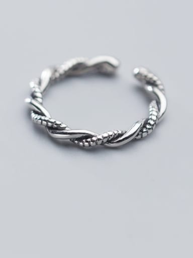 925 Sterling Silver  Vintage Simple Twisted rope Free Size Ring