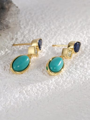 Brass Turquoise Geometric Vintage Drop Earring
