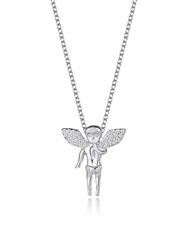 925 Sterling Silver Cubic Zirconia Angel Dainty Necklace